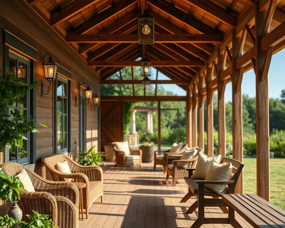 summer house materials and lighting