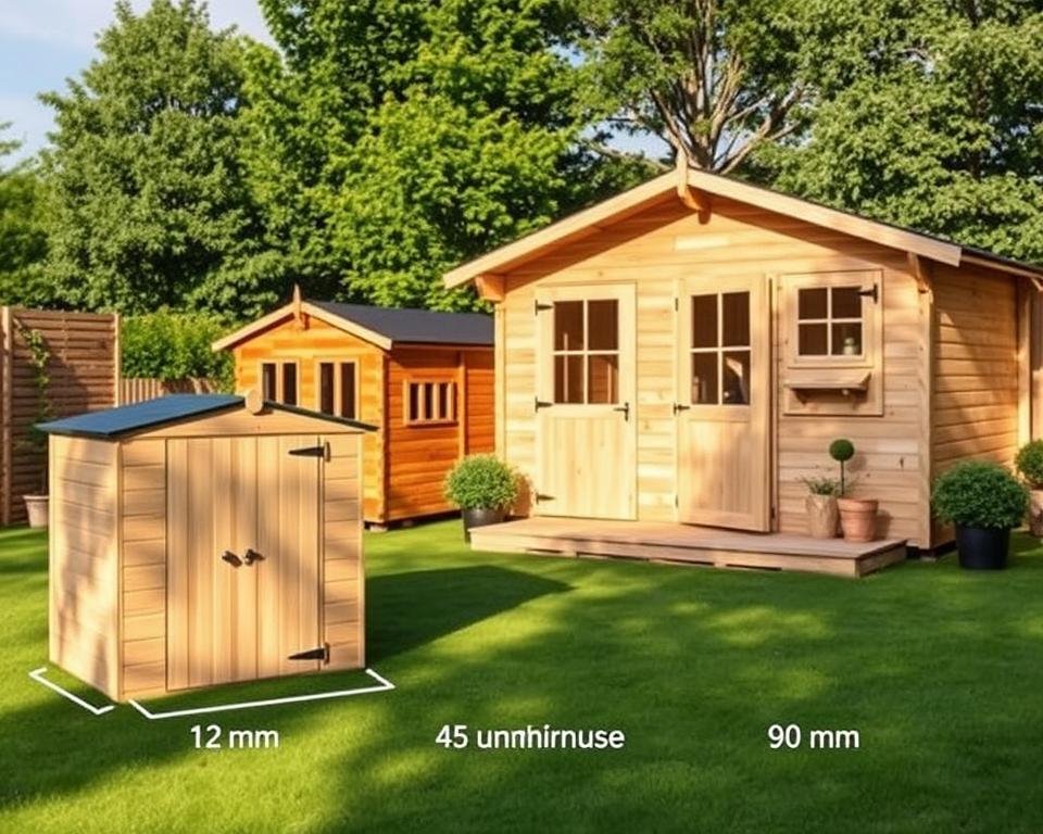 Budget-friendly garden buildings with various wall thickness measurements