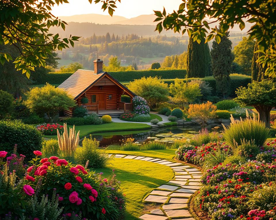 Garden Aesthetics with Log Cabin Garden Aesthetics with Log Cabin