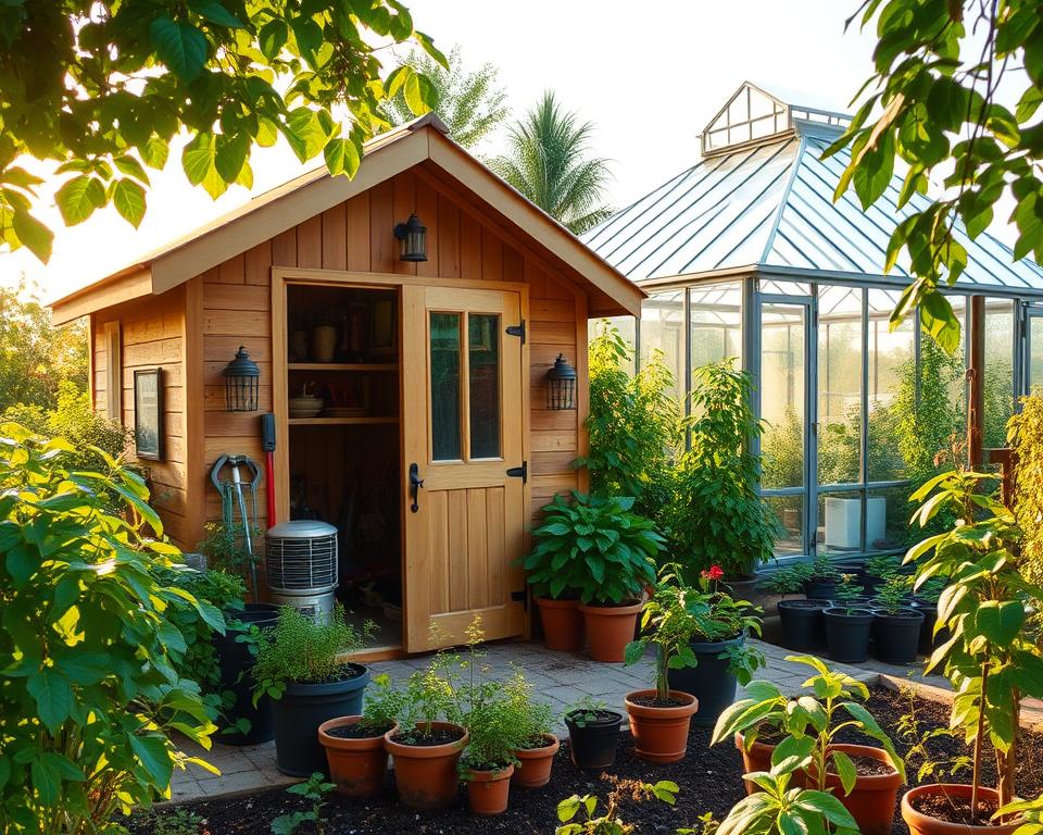 is a potting shed warmer than a greenhouse?