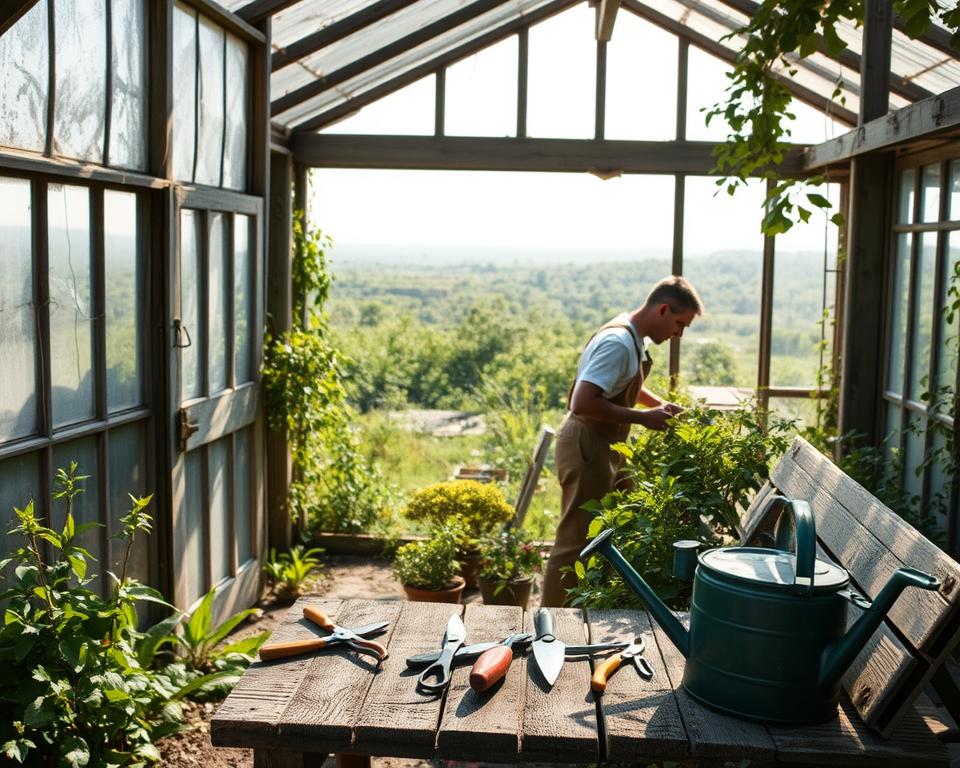 wooden greenhouse maintenance