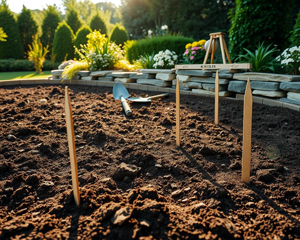 Ground preparation for garden edging Ground preparation for garden edging