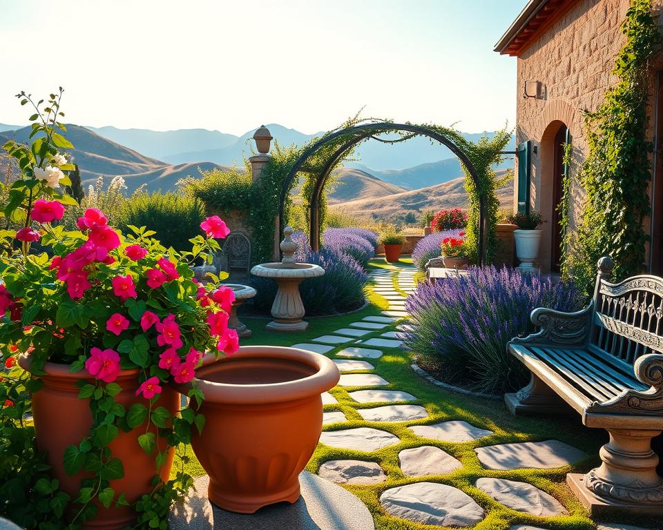 Mediterranean garden focal points