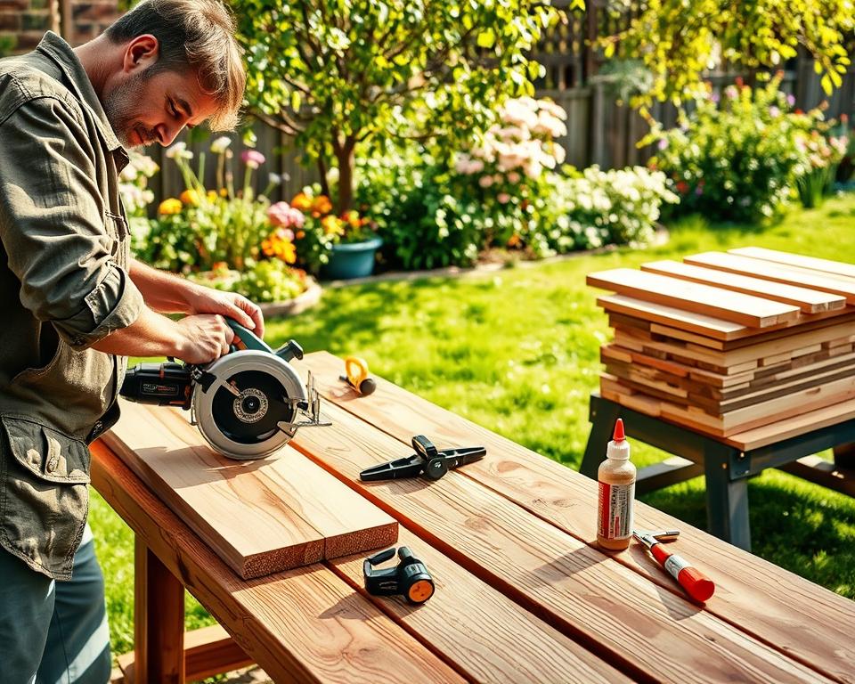 Outdoor woodworking table building steps Outdoor woodworking table building steps