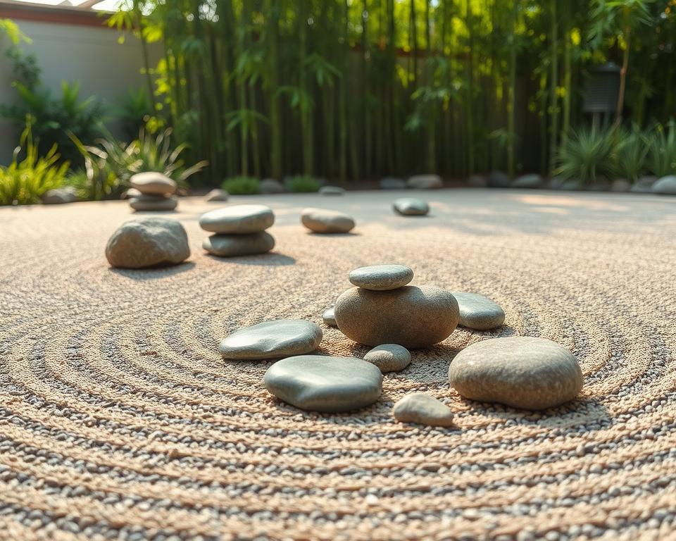 positioning rocks and stones in Zen garden