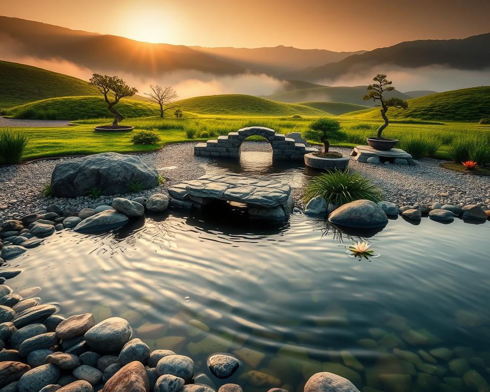 water elements in Zen garden