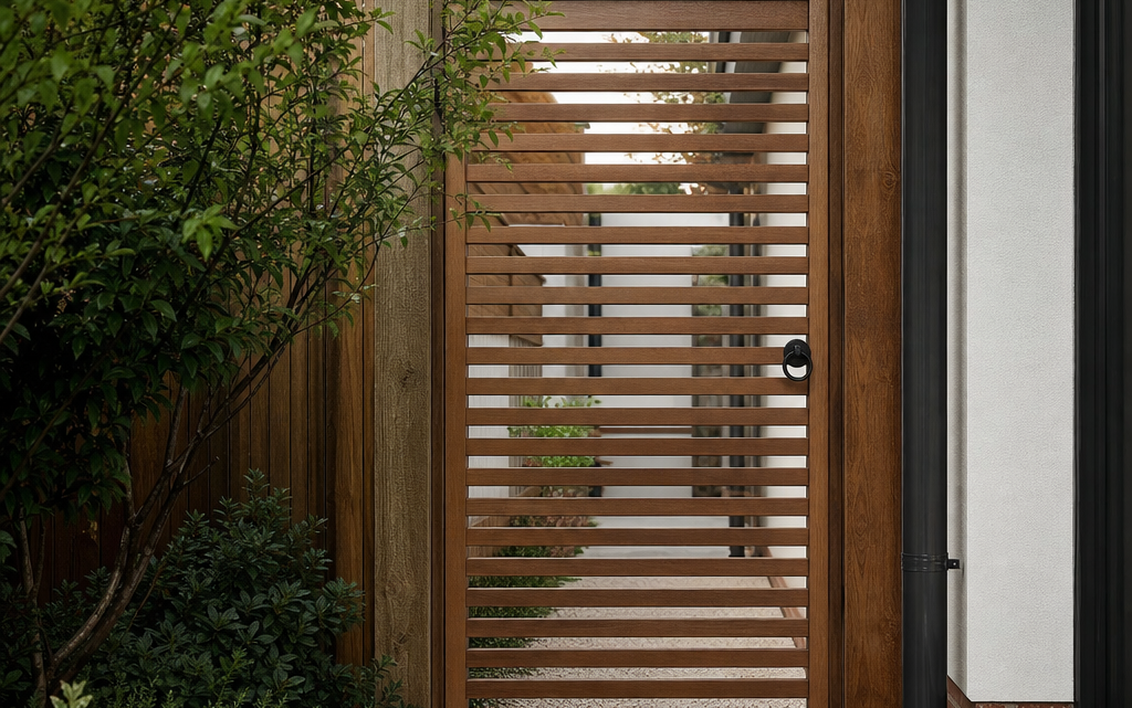 Balancing privacy and openness in slatted timber side gates