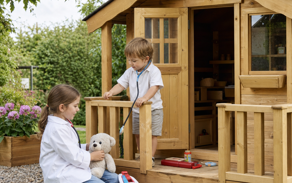 Encouraging Safe Role Play in a Wooden Garden Playhouse