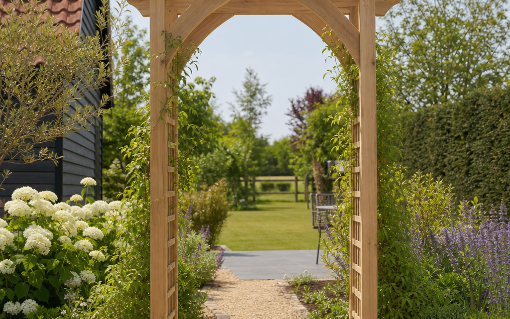 Framing Garden Routes with a Freestanding Timber Pergola Arch