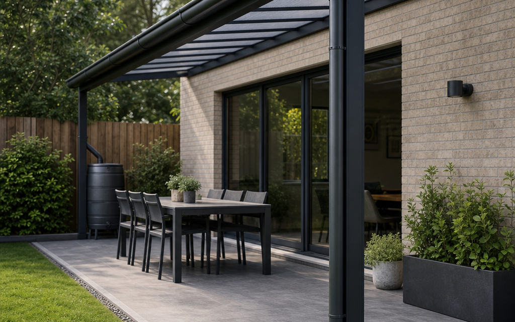 Handling rainwater from an attached patio canopy