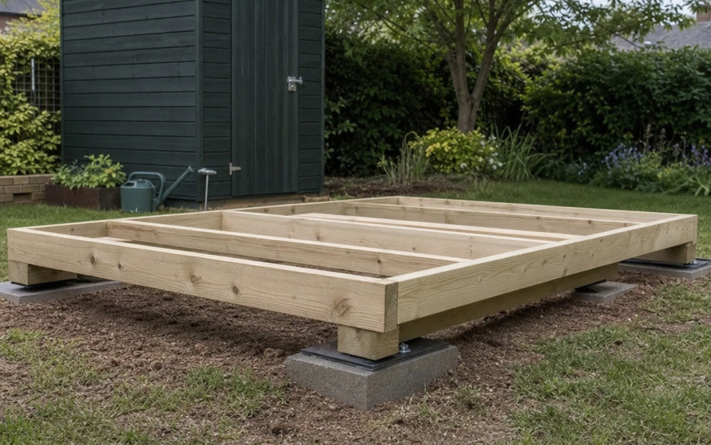 How to plan a liftable base for a garden shed that may move later