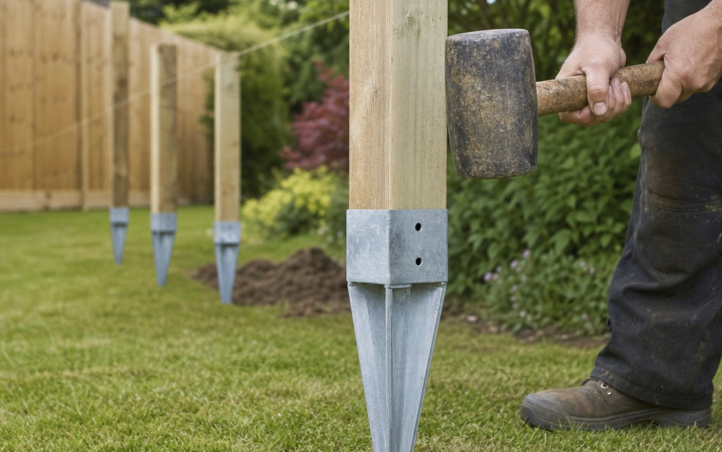 Installing Drive-In Post Spikes for Garden Fence Posts