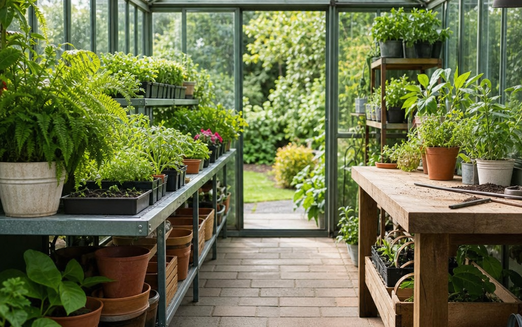 Planning Greenhouse Staging, Potting Space and Clear Walkways
