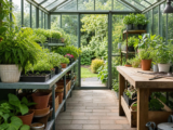 Planning Greenhouse Staging, Potting Space and Clear Walkways – Guide to Greenhouse staging, potting benches and circulation planning