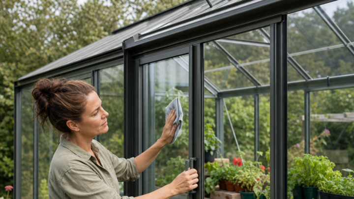 Sliding Doors and Roof Vents in Aluminium Garden Greenhouses