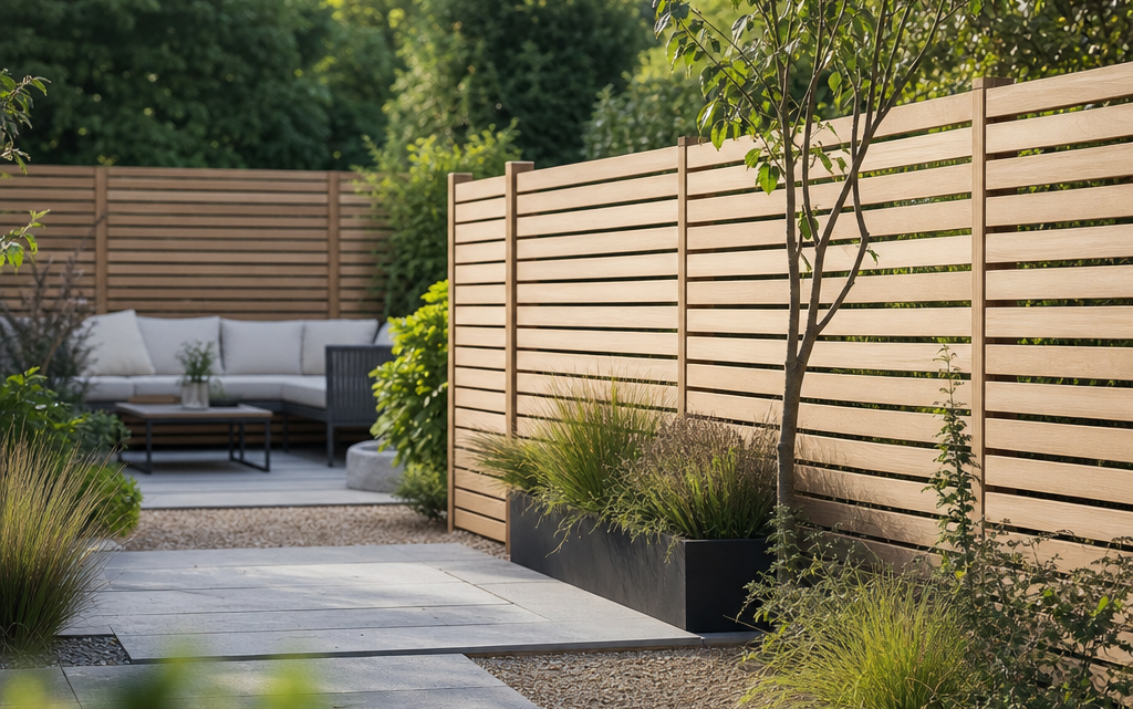 Using Horizontal Slatted Fencing to Define Garden Areas