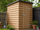 What overlap cladding means for a compact timber garden store