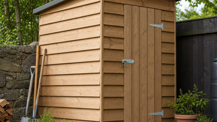 What overlap cladding means for a compact timber garden store